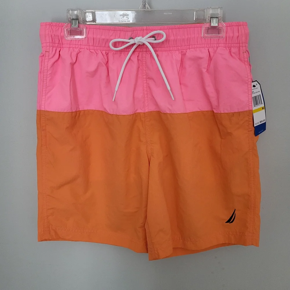 Nautica Performance Quick Dry Colorblock Swim Trunks Shorts‎ New Size Medium